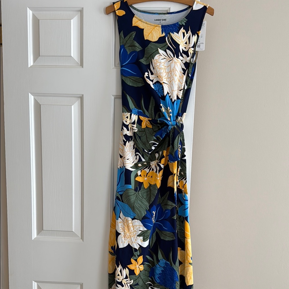 NEW Lands' End Women's Cotton Modal Sleeveless Tie Waist Maxi Dress - Picture 3 of 13
